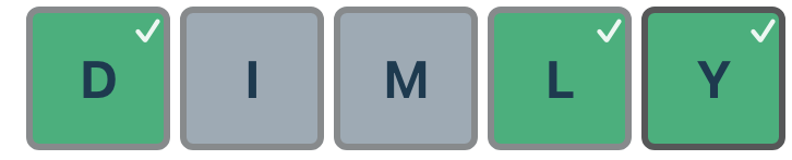 D (green), I (gray), M (gray), L (green), Y (green)